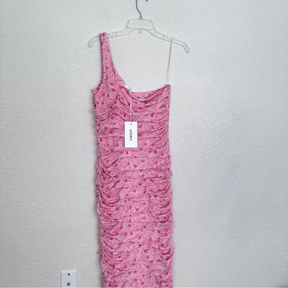 NWT Likely Tash Roseshadow Floral Pink One Shoulder Dress 10 - Picture 3 of 7
